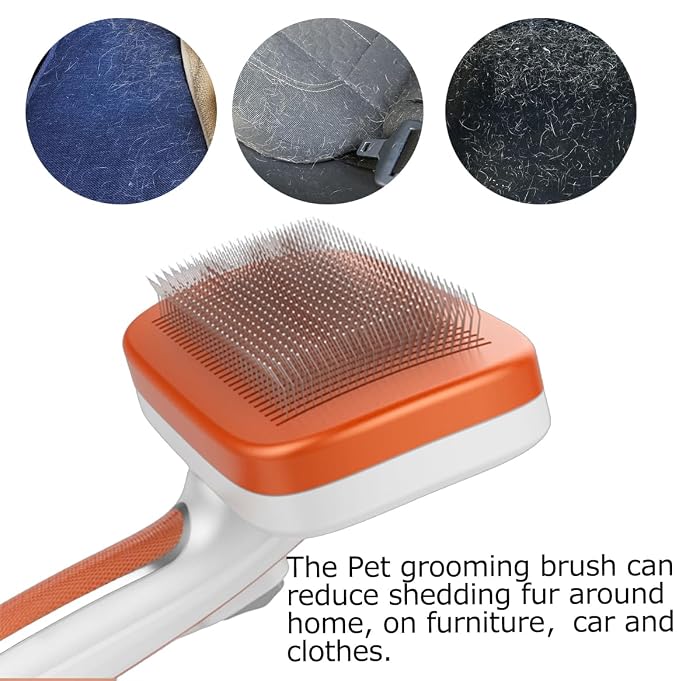 Self Cleaning Slicker Brush for Dogs, Cats Deshedding Grooming Tool, Skin - Image 7