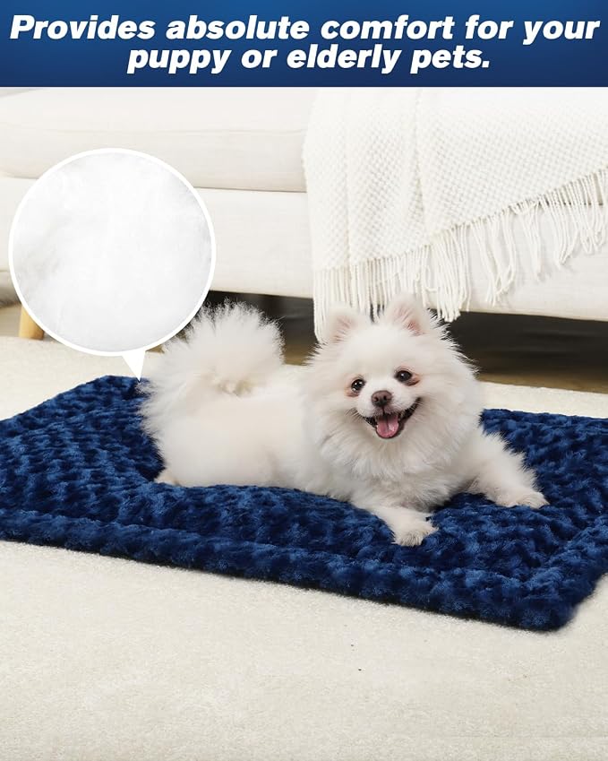 Washable Dog Bed Mat Reversible Dog Crate Pad Soft Fluffy Pet Kennel Beds Dog - Image 3