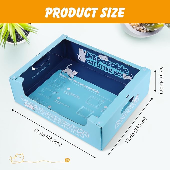 3 PCS Disposable Litter Boxes for Cats, 17.1x13.2x5.7 in Cat Litter Box - Image 2