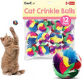 Cat Crinkle Balls 1.5 Inch | 12 Pack | Soft Lightweight Indoor Cat Toys by CanCorInnovations