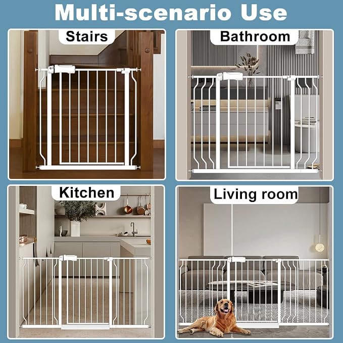 Extra Wide Baby Gates 71.5-76.3 Inch White Pressure Mounted Baby Gate Indoor - Image 7
