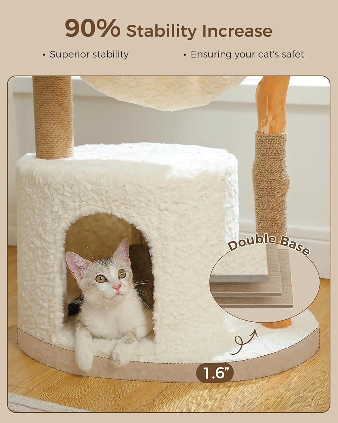 Modern Cat Tree for Large Cats, Wood Cat Tower for Indoor Cats, Real Branch - Image 3
