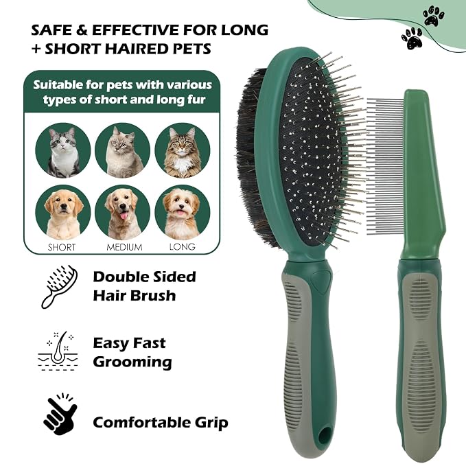2PCS Pet Grooming and Deshedding Tools, 2-In-1 Double-Sided Cat Brush - Image 7