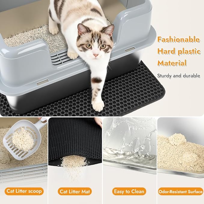 Vivifying XL Stainless Steel Cat Litter Box, High Side Metal Litter Pan - Image 3