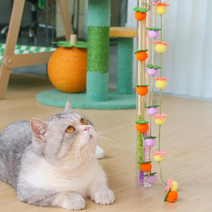 Cat Wand Toy with Bell: Floral Bamboo Teaser - Image 4