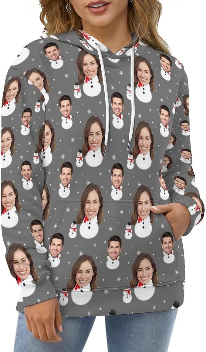 Artsadd Custom Face Unisex athletic Pockets Sweatshirt Loose Hoodie Custom - Image 2