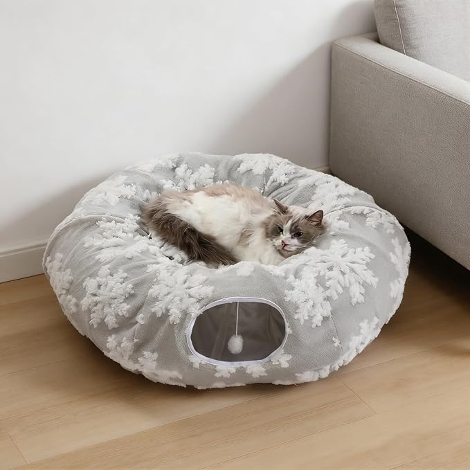 Grelife Cat Tunnel Bed for Indoor Cats, Cute Cat Tunnel Toys, Cat Donut Tunnel by Giveyourfamilygentlecare