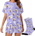 Custom Short Pajamas Set with Face Photo Women‘s Sleepwear Tee Personalized PJ by Jaydouble