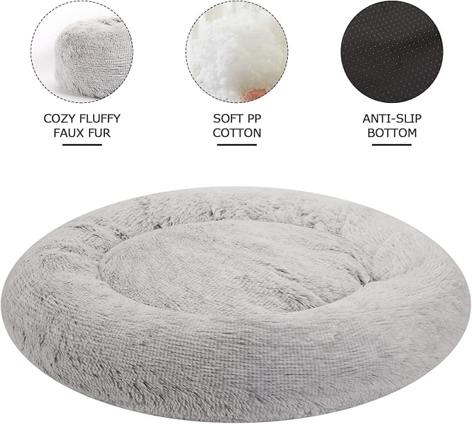 Bedfolks Calming Donut Extra Large Dog Bed, 45 Inches Round, Anti-Anxiety Plush - Image 3