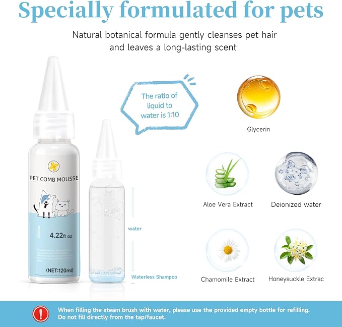 Pet Steam Brush for Dog & Cat–3-in-1 Spray Hair Removal Comb–Steam Brush for - Image 3