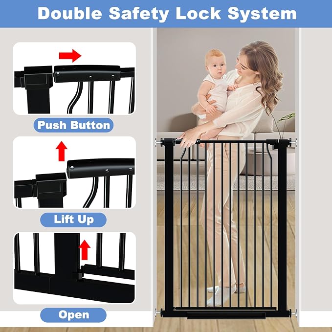 40.5" Extra Tall Baby Gate for Stairs, 40.5"-54.7" Extra Wide Large Dog Pet - Image 3