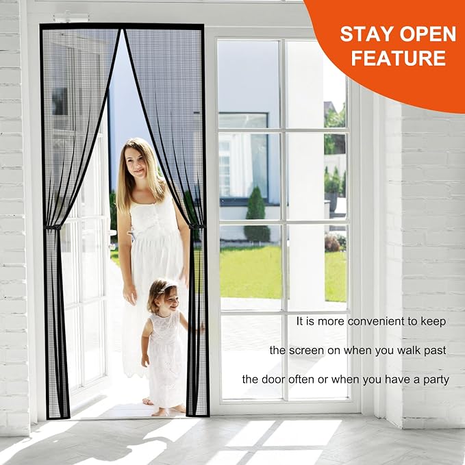 Fiberglass Magnetic Screen Door Fit Door Size 48 x 83 in- Heavy Duty Fiberglass - Image 3