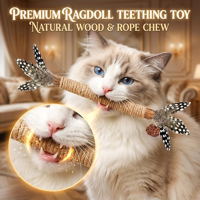 Cat Toys, 3 Pack Silvervine Cat Feather Toy Kitten Chew Stick Catnip Treat - Image 4