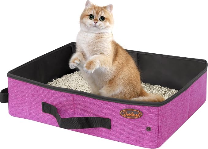 Deblue Portable Cat Travel Litter Box in Car, Collapsible Cat Litter Carrier by DebluePetSupplies