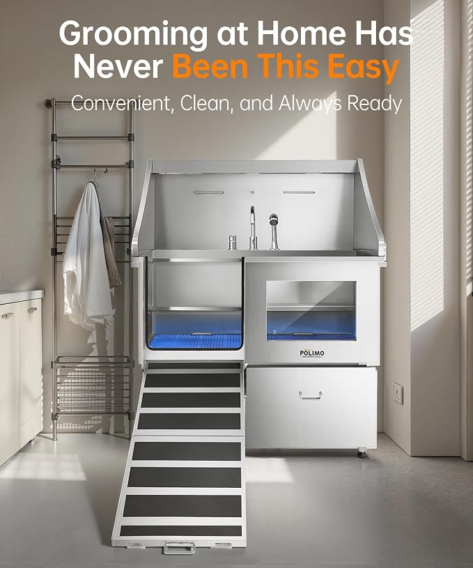 Dog Washing Station with LED Display, 304 Stainless Steel Pet Wash Sink - Image 7