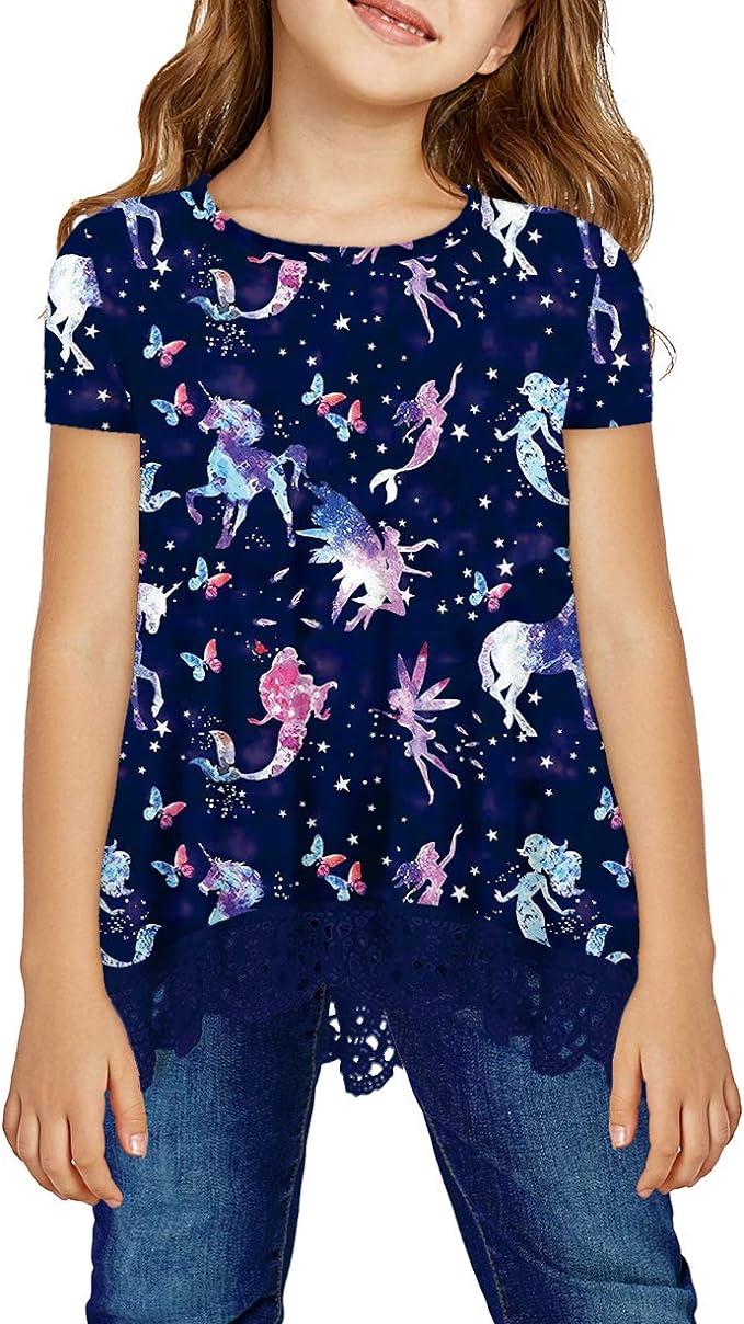 storeofbaby Girls Casual Tunic Tops Short Sleeve Loose Soft Blouse T-Shirt by storeofbaby