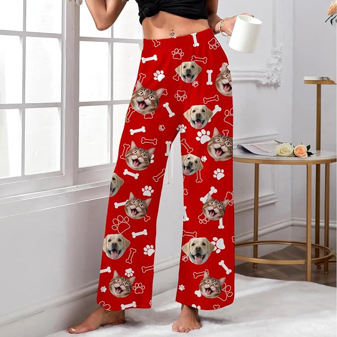 Custom Pajama Pants for Women Men, Personalized 67 Name Photo PJ Family Six - Image 3