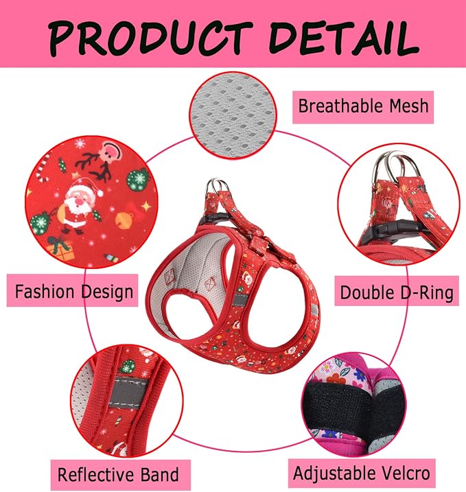 Moonpet Step in Christmas Xmas Day Dog Harness Leash Set- All Weather - Image 3