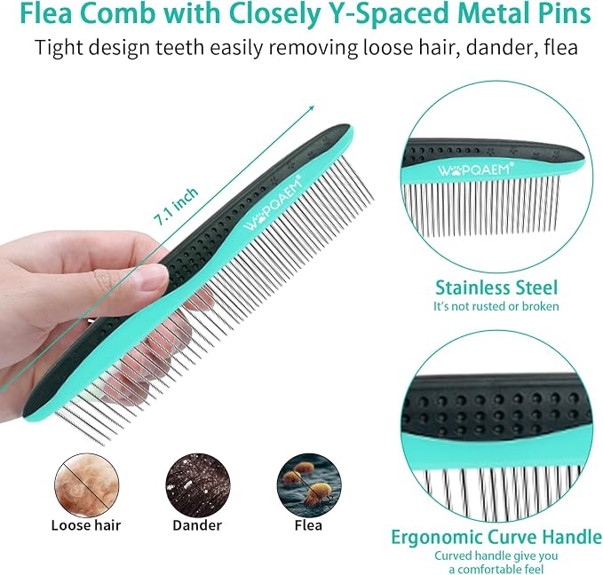 5 PCS Self Cleaning Slicker Brush & Pet Grooming Rake & Bath Brush & Nail - Image 6