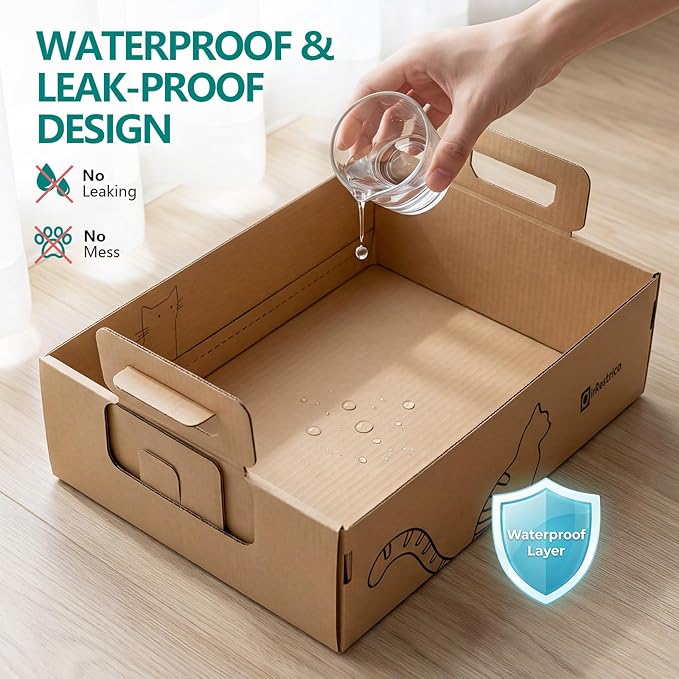 6-Pack Large Disposable Cat Litter Box, Recyclable Cardboard, Waterproof & - Image 5
