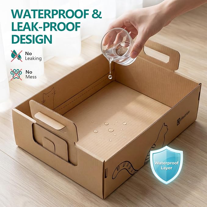 3-Pack Large Disposable Cat Litter Box, Recyclable Cardboard, Waterproof & - Image 3