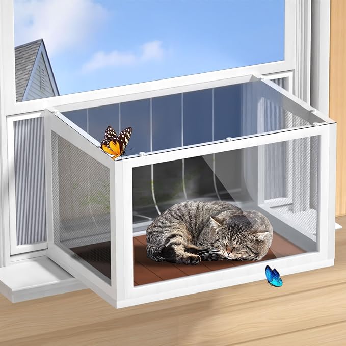 Cat Window Box Catio, Outdoor Indoor Cat Enclosure by AMZOSS%7CWoodenPetHomes