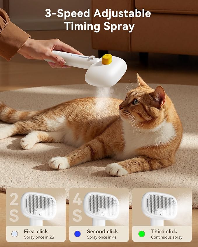 ROJECO 3-in-1 Pet Steam Brush for Cats&Dogs-Pet Spray Hair Removal Detangling - Image 4