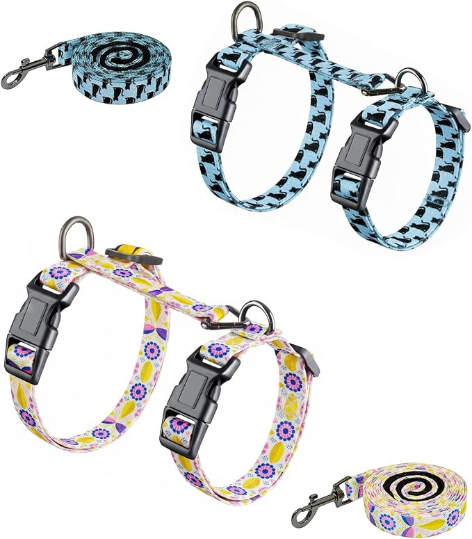 Halypet 2-Pack Cat Harness and Leash Set, Escape Proof 3-in-1 Adjustable Harness by DOMoreWithYourPet