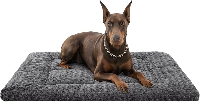 Washable Dog Bed Mat Soft Dog Crate Pad Fluffy Pet Kennel Beds Sleeping Mattress by Exsnugypetproducts