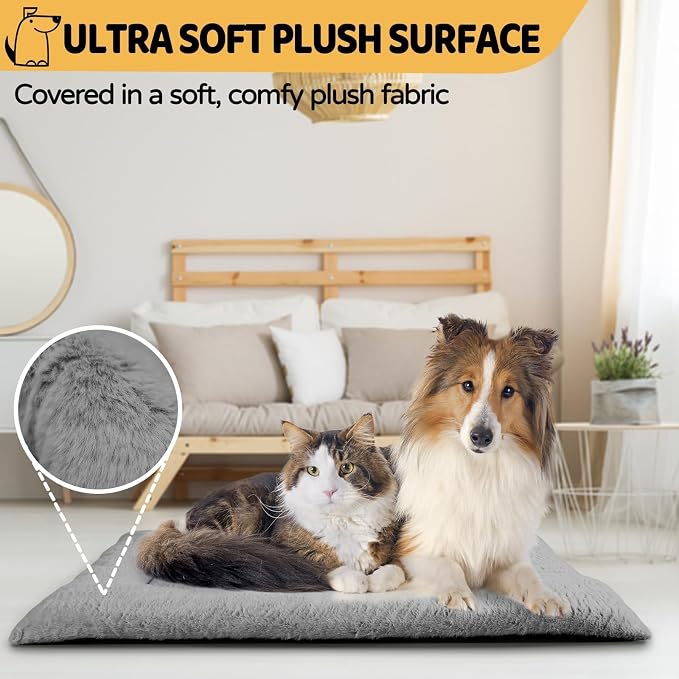 Dog Crate Pad 48 Inch, Washable Plush Kennel Mat - Image 2