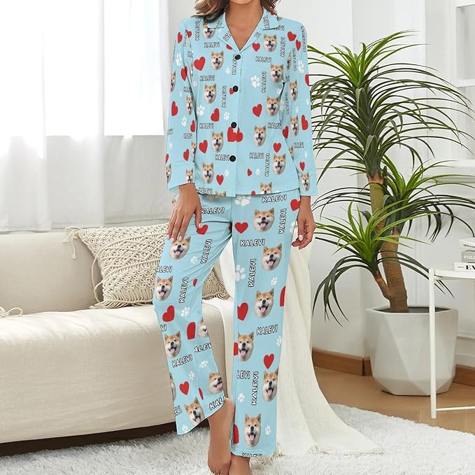 Custom Face Pajamas for Women Men, Personalized Dog Cat Pet Pajamas Set - Image 2