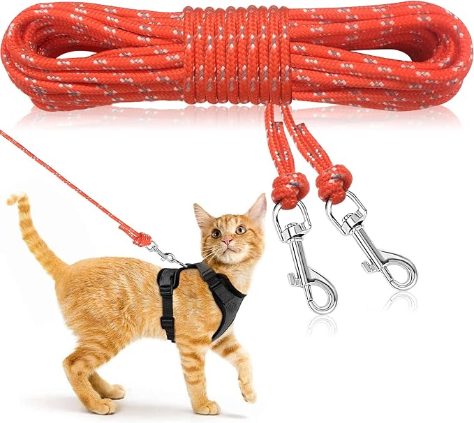 Rypet Reflective Cat Long Leash - 50 FT Escape Proof Walking Leads Yard Long by RYPET