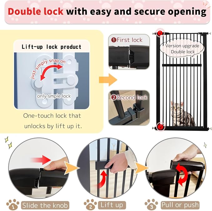 Lumizone Extra Tall Pet Gate 55.12" High Pressure Mounted 30.12"-34.05" Extra - Image 8