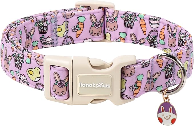 Lionet Paws Easter Dog Collar- Cute Easter Egger Bunny Purple Dogs Collars by lionetpaws
