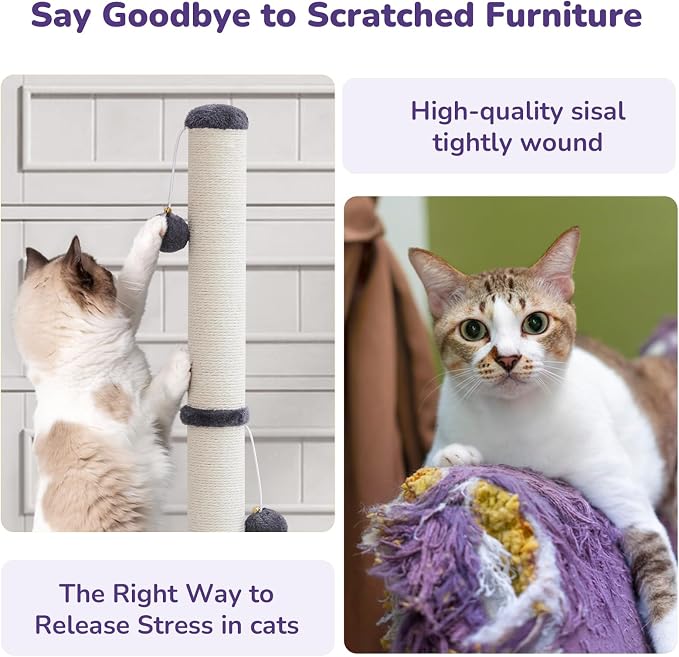 33'' Tall Cat Scratching Post for Adults Cats, Sturdy Large Scratch Pole - Image 5
