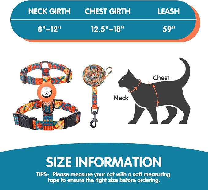 BINGPET Cat Harness with Airtag Holder, Cat Harness and Leash Set Escape Proof - Image 4