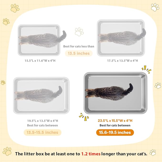 LIHONG Stainless Steel Cat Litter Box, Extra Large Metal Litter Box - Image 9
