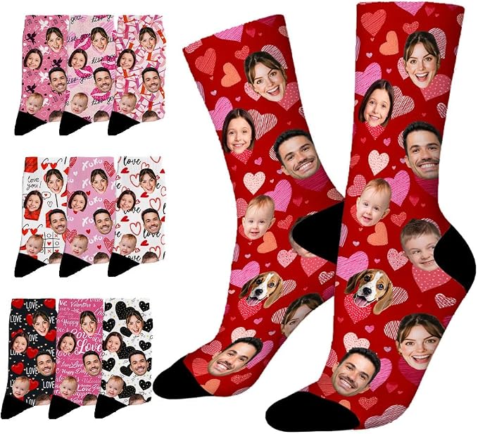 Artsadd Custom Face Socks for Women Men Cat Dog Lovers, Customized Unisex Funny by Artsadd