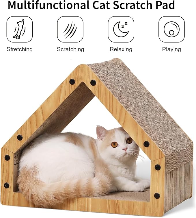 FUKUMARU Cat Scratcher House, Cozy Cardboard Design, Safe and Secure - Image 3
