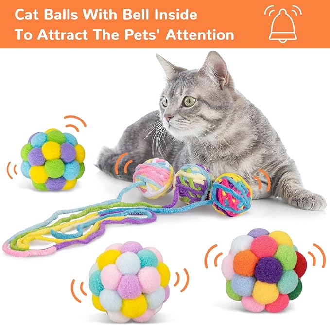 Retro Shaw Cat Toys Balls, Interactive Kitten Toys - Image 2