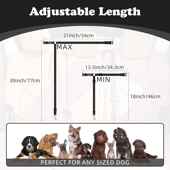 BWOGUE 2 Packs Dog Cat Safety Seat Belt Strap Car Headrest Restraint Adjustable - Image 4