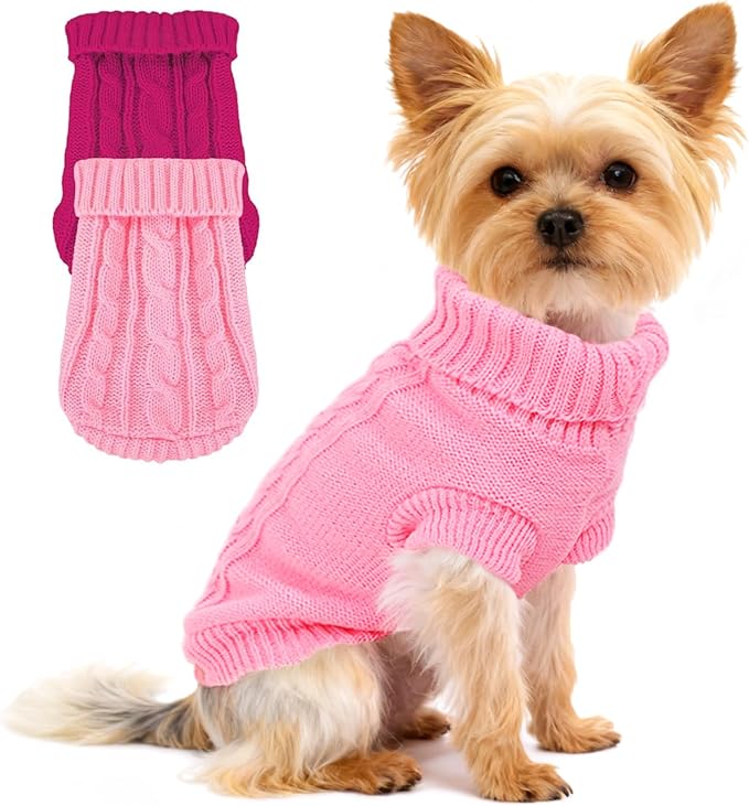 2 Pack Dog Sweaters for Small Dogs, Chihuahua Yorkie Sweater, Dog Clothes for by Kallfirscutie