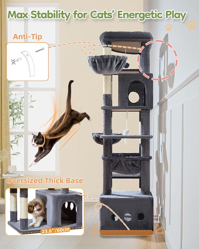 Taoqimiao 72 Inch Cat Tree, XXL Cat Tower - Image 7