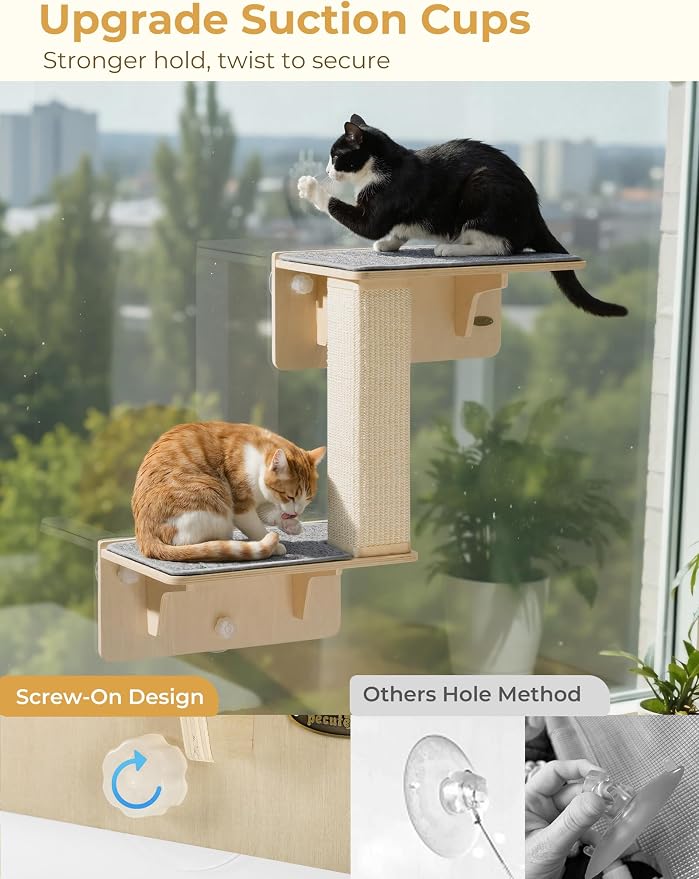 Pecute Double Cat Shelves with Scratching Post - Image 8