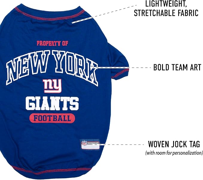 NFL New York Giants Dog T-shirt Large. - Image 4