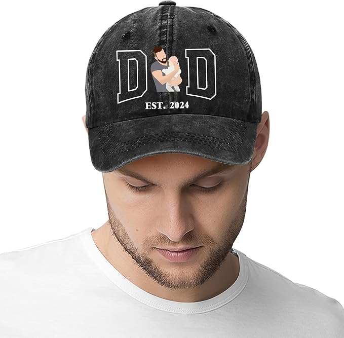 Personalized Vintage Washed Denim Dad Hat, Custom Baseball Cap - Image 5