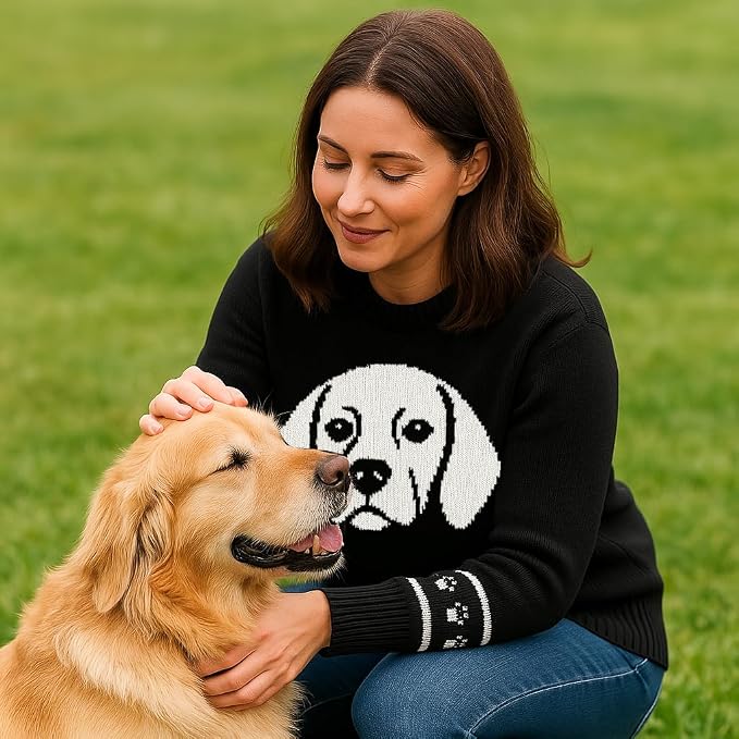 Custom Dog Knit Sweater for Women Personalized Pet Paw Print Pullover Dog Mom - Image 6