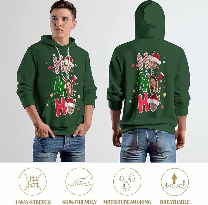 Artsadd Custom Face Unisex athletic Pockets Sweatshirt Loose Hoodie Custom - Image 7