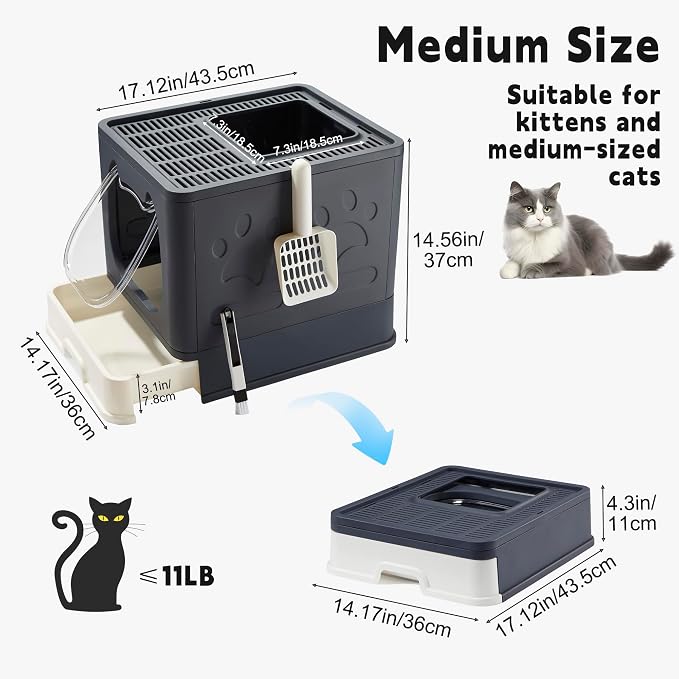 Gefryco Cat Litter Box with Lid, Top Entry Kitten Litter Box with Controlled - Image 6
