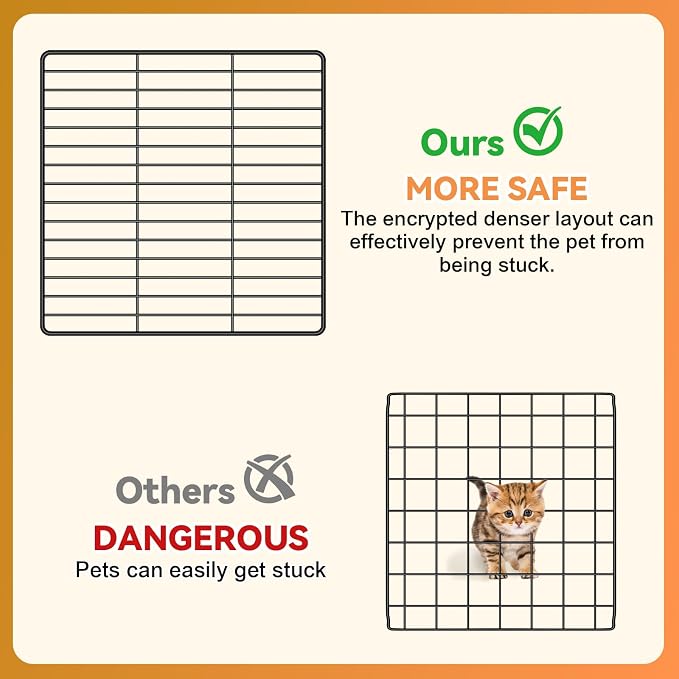 Cat Cage, 3-Tier DIY Catio Cat Enclosures, Detachable Metal Wire Kennel Cats - Image 7